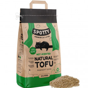 Соева котешка тоалетна SPOTTY TOFU NATURAL, с незабавно слепване и възможност за иззхвърляне в тоалетната